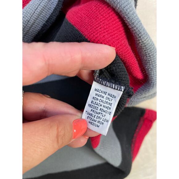 Vintage Red Grey & Black Stripped Mens Polo Short XL - Picture 6 of 8